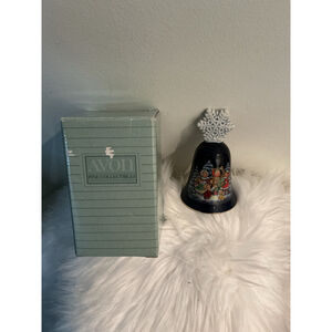 Avon 1987 Christmas Bell — Snowflake Handle, Cobalt Blue Porcelain Collectible